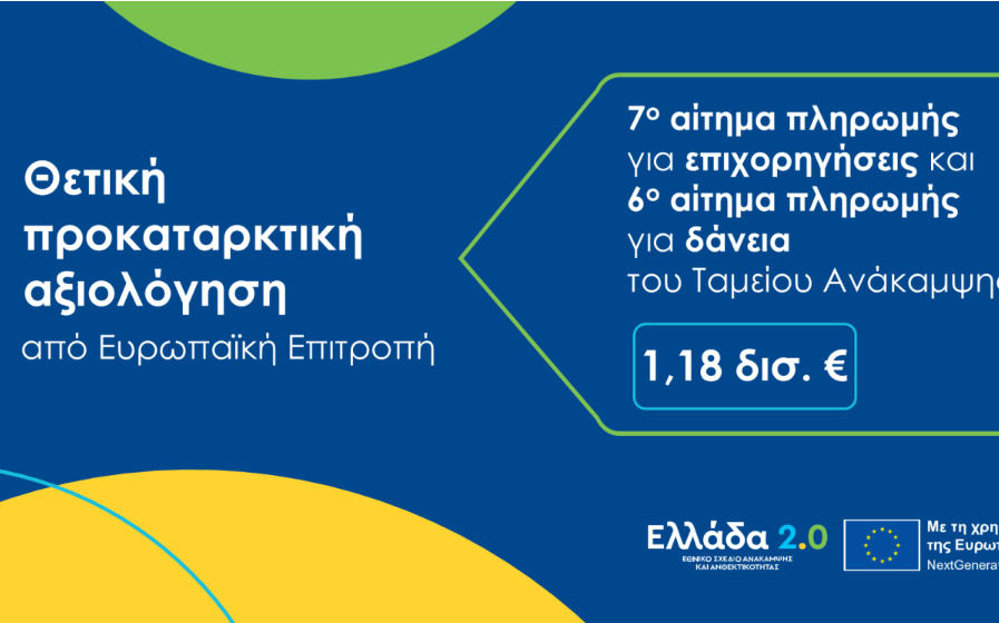 Θετική η αξιολόγηση της Κομισιόν για το διπλό αίτημα πληρωμής της Ελλάδας ύψους 1,18 δισ. ευρώ από το Ταμείο Ανάκαμψης