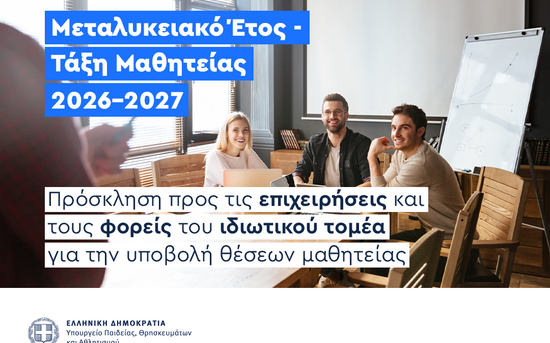 «Μεταλυκειακό Έτος – Τάξη Μαθητείας» 2026-2027