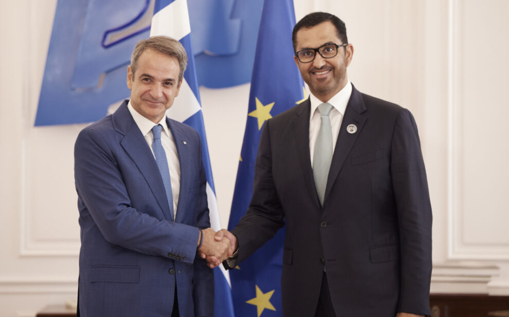 Συνάντηση του Κυρ. Μητσοτάκη με τον υπουργό Βιομηχανίας και Προηγμένης Τεχνολογίας των ΗΑΕ, Σουλτάν αλ Τζαμπέρ Συνάντηση του Κυρ. Μητσοτάκη με τον υπουργό Βιομηχανίας και Προηγμένης Τεχνολογίας των ΗΑΕ, Σουλτάν αλ Τζαμπέρ